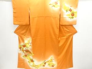 菊に檜扇模様刺繍訪問着